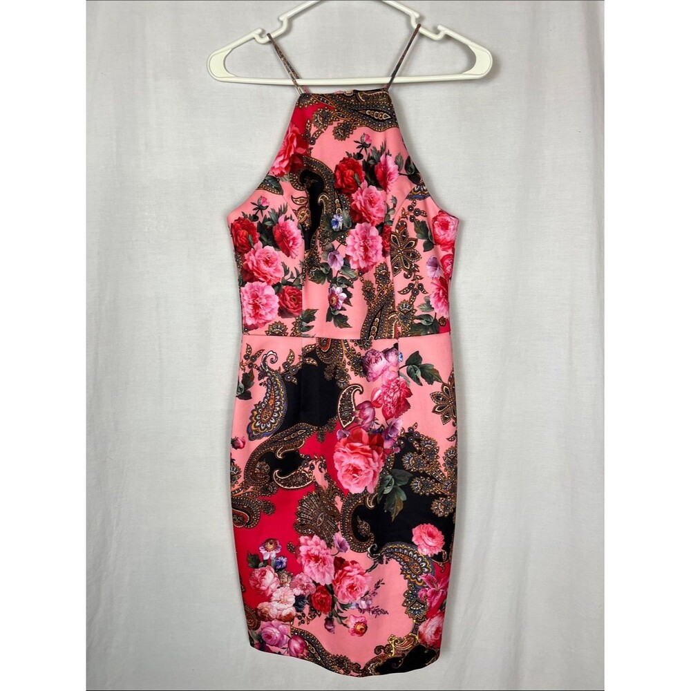 NWT Alexia Admor Pink Floral Halter Top Mini Dress